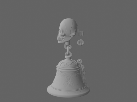 Éteignoir de bougie en laiton poli avec poignée de crâne complexe Modèle 3D