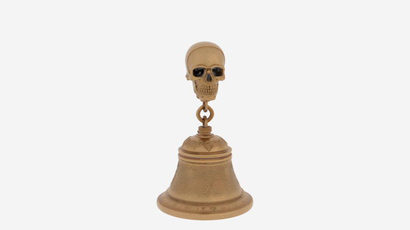 Éteignoir de bougie en laiton poli avec poignée de crâne complexe Modèle 3D .c4d .max .obj .3ds .fbx .stl .blend 