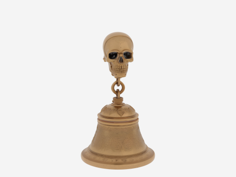 Karmaşık Kafatası Saplı Cilalı Pirinç Mum Söndürücü 3D Model