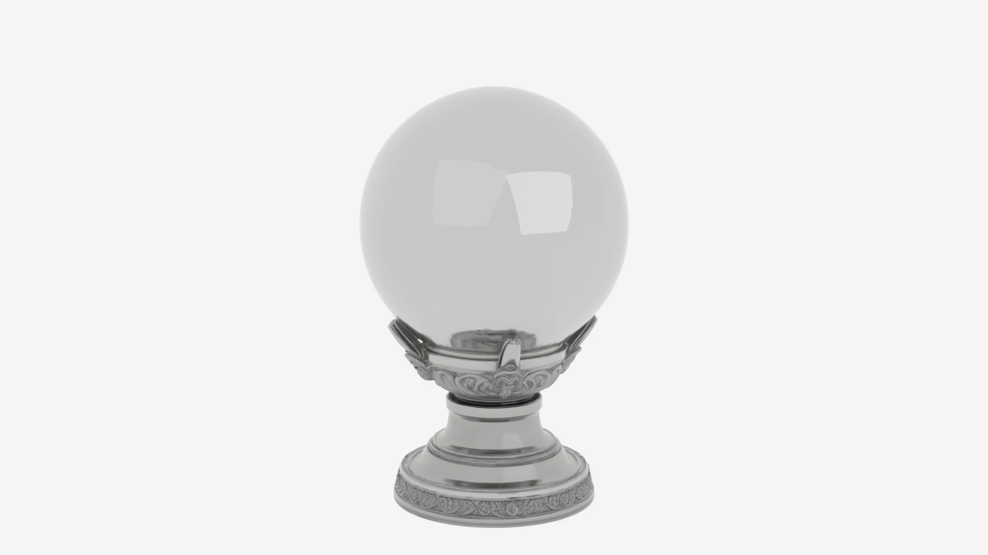 Mystic Crystal Ball with Elegant Metal Stand 3D Model .c4d .max .obj .3ds .fbx .stl .blend 
