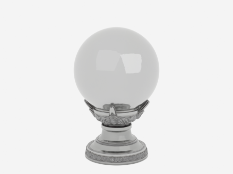 Bola Kristal Mistik dengan Stand Logam Elegan Model 3D