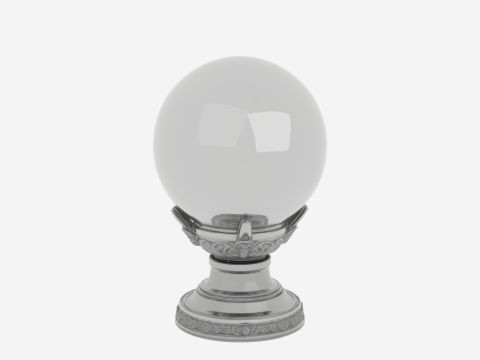 Bola Kristal Mistik dengan Stand Logam Elegan Model 3D