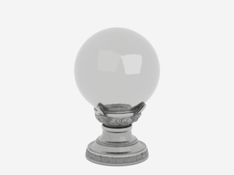 Bola Kristal Mistik dengan Stand Logam Elegan Model 3D