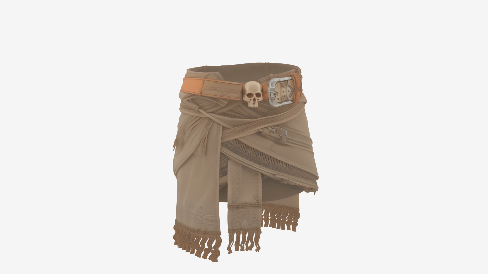 Detailed 3D Mummy Belt with Aging Fabric and Skull Buckle 3D Model .c4d .max .obj .3ds .fbx .stl .blend 