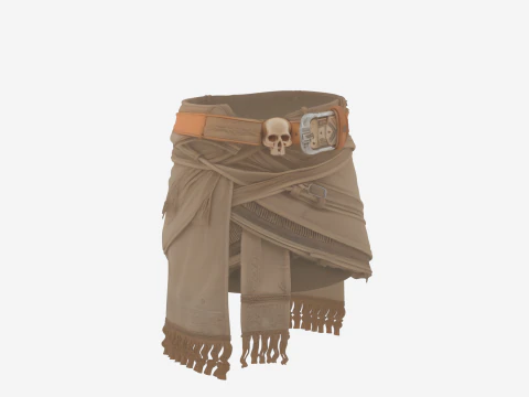 Detailed 3D Mummy Belt with Aging Fabric and Skull Buckle 3D Model