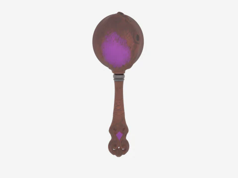 3D Witchs Antique Potion Stir Spoon with Intricate Carved Wooden Handle and Steel Bowl 3D Model