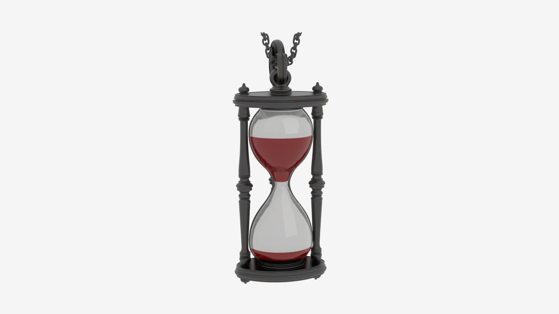 Black Widow Hourglass Pendant with Intricate Red Glass and Chain Links 3D Model .c4d .max .obj .3ds .fbx .stl .blend 