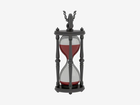 Black Widow Hourglass Pendant with Intricate Red Glass and Chain Links 3D Model