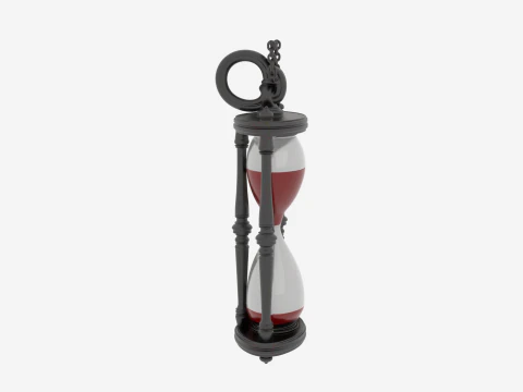 Black Widow Hourglass Pendant with Intricate Red Glass and Chain Links 3D Model