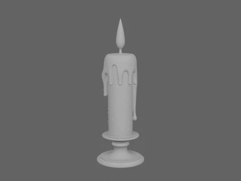 3D Exquisitely Detailed Infernal Devil Flame Candle with Red Wax Drip Patterns 3D Model