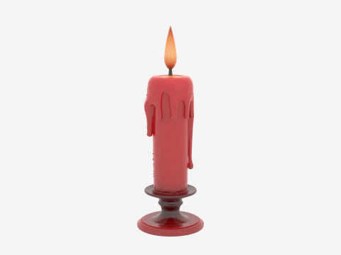 3D Exquisitely Detailed Infernal Devil Flame Candle with Red Wax Drip Patterns 3D Model