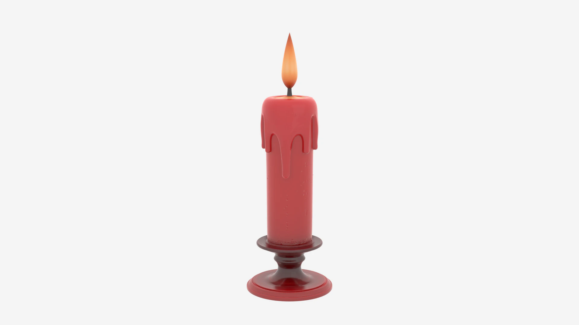 3D Exquisitely Detailed Infernal Devil Flame Candle with Red Wax Drip Patterns 3D Model .c4d .max .obj .3ds .fbx .stl .blend 