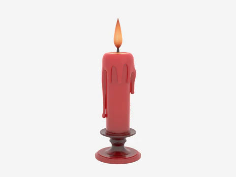 3D Exquisitely Detailed Infernal Devil Flame Candle with Red Wax Drip Patterns 3D Model