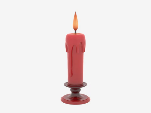 3D Exquisitely Detailed Infernal Devil Flame Candle with Red Wax Drip Patterns 3D Model