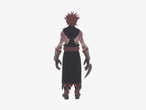 Detailed Sinister Undead Warlock in World of Style with Demonic Tome and Cursed Dagger 3D Model