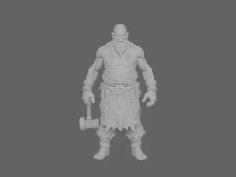 Burly Soot Covered Undead Blacksmith World of Style 3D Model