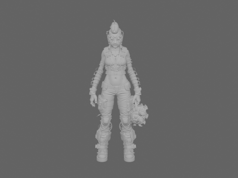 Detailliert von WoW Undead Engineer mit mechanischer Prothese und leuchtenden Augen 3D Modell