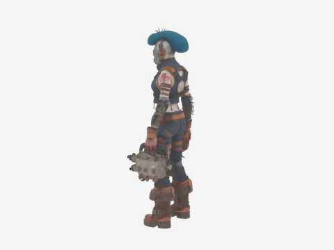 Detalhado do WoW Undead Engineer com pr&oacute;teses mec&acirc;nicas e olhos brilhantes Modelo 3D