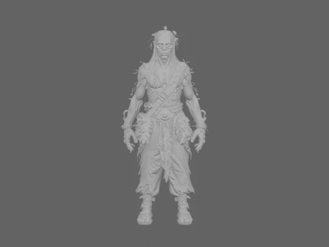Mineira feminina morta-viva estilo WoW detalhada com picareta e lanterna Modelo 3D