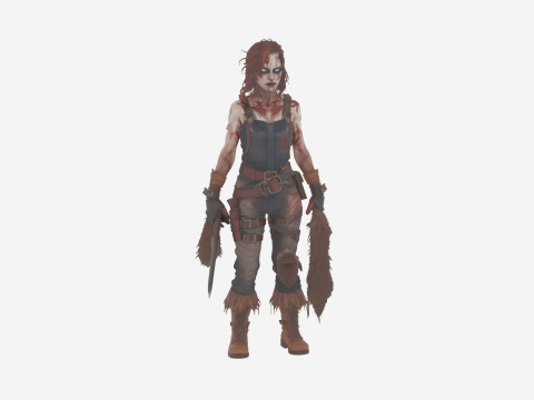 Gedetailleerde Feral Undead Skinner-stijlwereld met bloederige huiden 3D Model