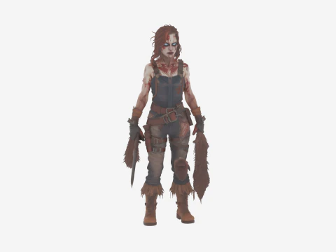 Monde de style d&eacute;taill&eacute; de Feral Undead Skinner avec des peaux sanglantes Modèle 3D