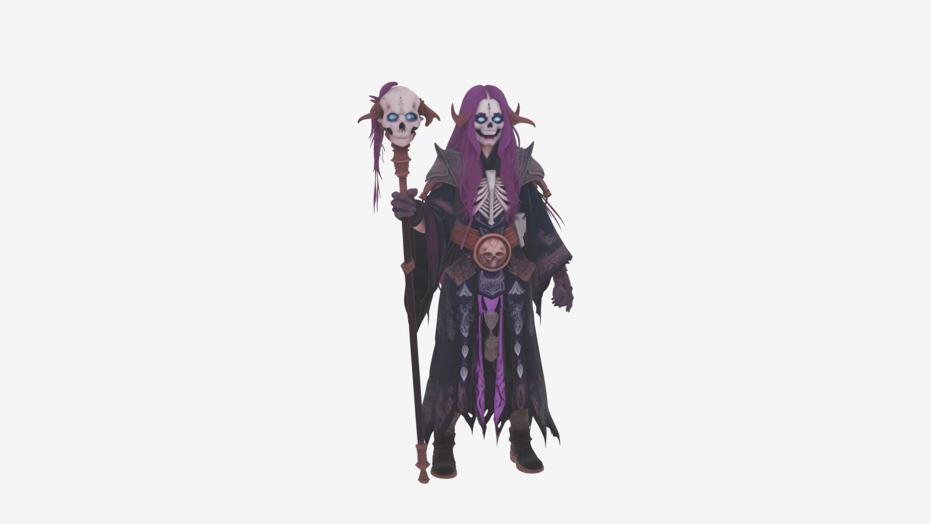 Eerie Undead Necromancer in World of Style with Summoning Pose 3D Model .c4d .max .obj .3ds .fbx .stl .blend 