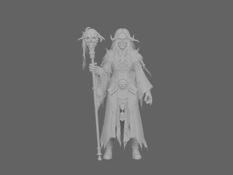 Eerie Undead Necromancer in World of Style with Summoning Pose 3D Model