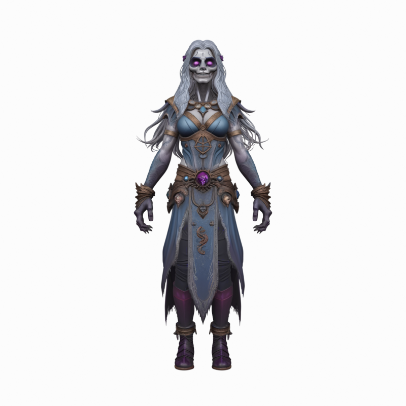 Detailed WoW Style Undead Herbalist with Vine Scars and Plague Flowers 3D Model .c4d .max .obj .3ds .fbx .stl .blend