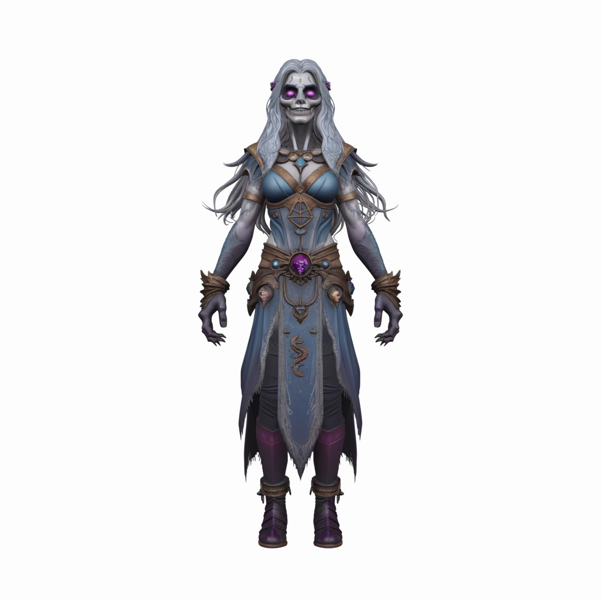 Detailed WoW Style Undead Herbalist with Vine Scars and Plague Flowers 3D Model .c4d .max .obj .3ds .fbx .stl .blend 