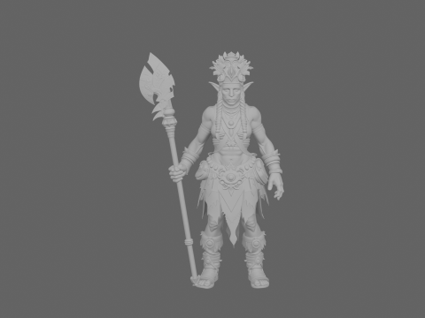 Xamã Orc Feminino Estilo WoW Altamente Detalhado Modelo 3D