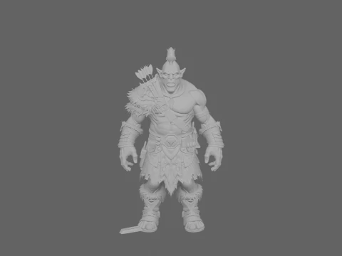 Detailed Feral Orc Hunter World of Style 3D Model