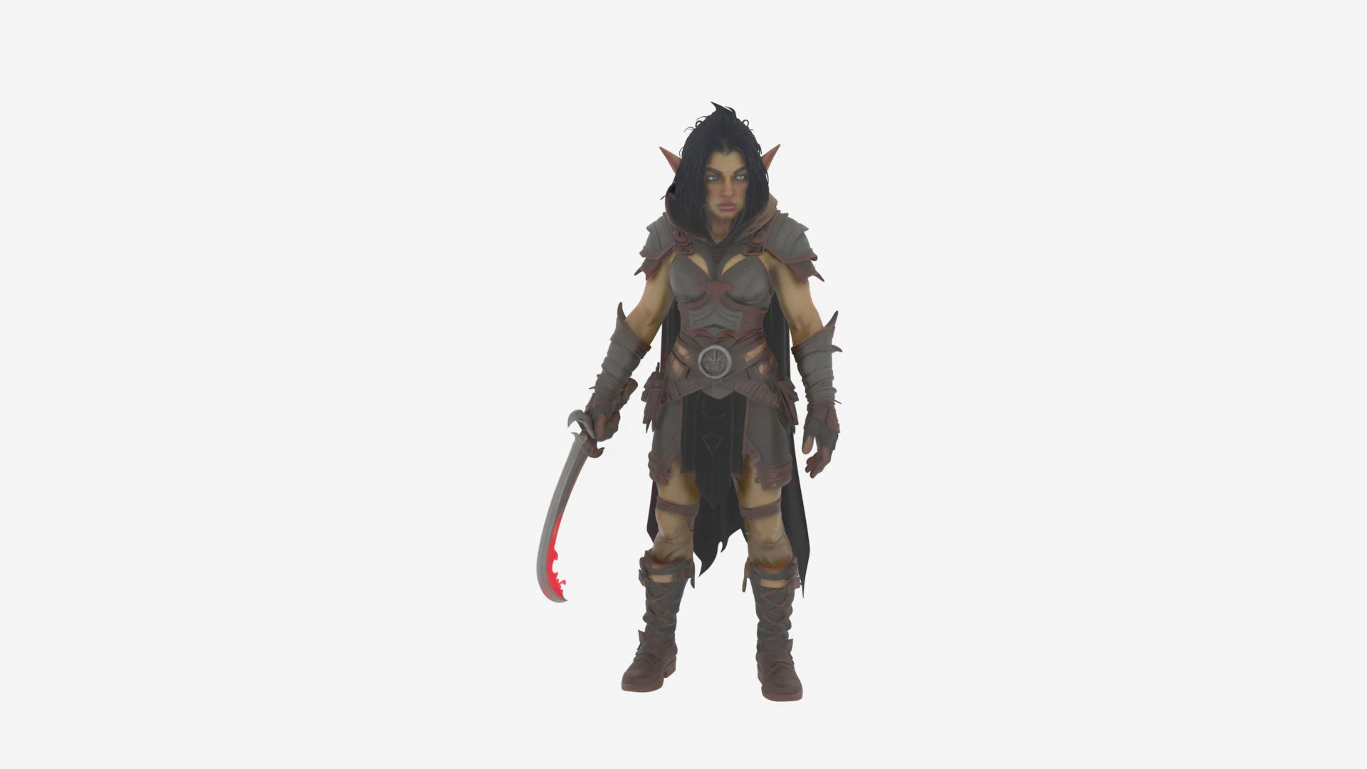 Detailed Stealthy Female Orc Rogue in World of Style 3D Model .c4d .max .obj .3ds .fbx .stl .blend 