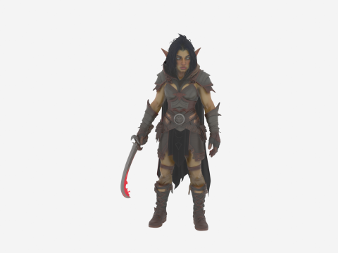 Orc feminina furtiva detalhada desonesta no mundo do estilo Modelo 3D