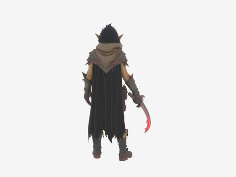 Detailed Stealthy Female Orc Rogue in World of Style 3D Model