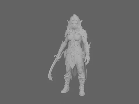 Detailed Stealthy Female Orc Rogue in World of Style 3D Model