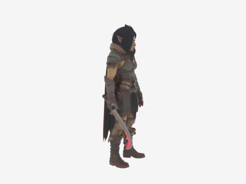 Detailed Stealthy Female Orc Rogue in World of Style 3D Model