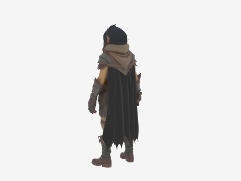 Detailed Stealthy Female Orc Rogue in World of Style 3D Model