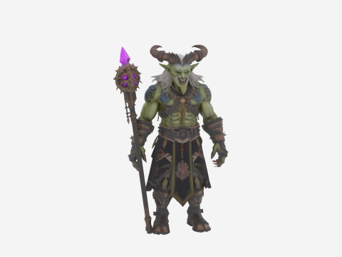 Highly Detailed Sinister Orc Warlock World of Style 3D Model