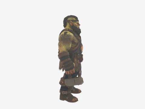 Detailed Burly Orc Female Blacksmith in World of Style 3D Model