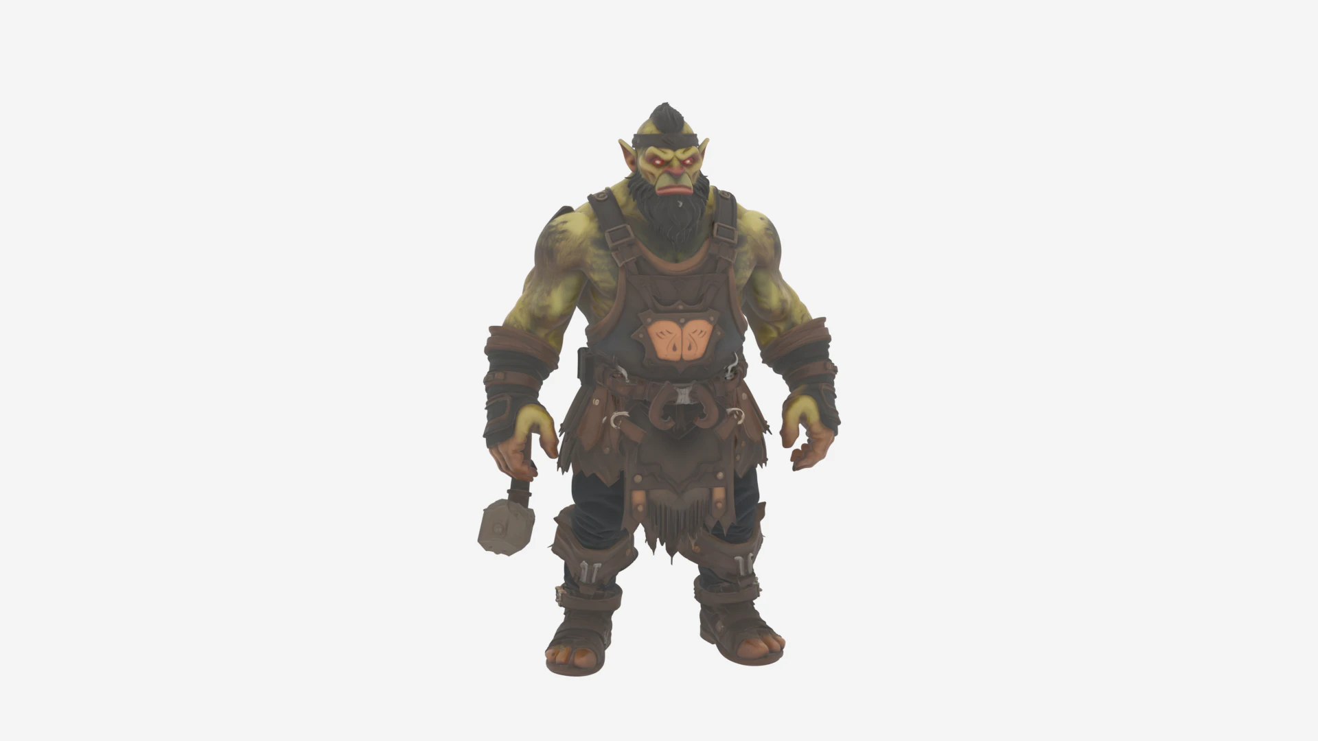Detailed Burly Orc Female Blacksmith in World of Style 3D Model .c4d .max .obj .3ds .fbx .stl .blend 