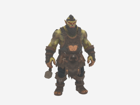 Gedetailleerde Burly Orc vrouwelijke smid in wereld van stijl 3D Model