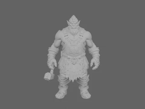 Detailed Burly Orc Female Blacksmith in World of Style 3D Model