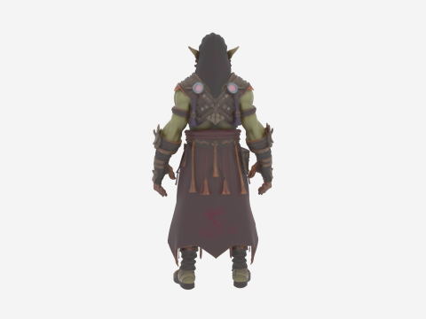 Внушительная тайная женщина-орк-маг в World of Style 3D Модель