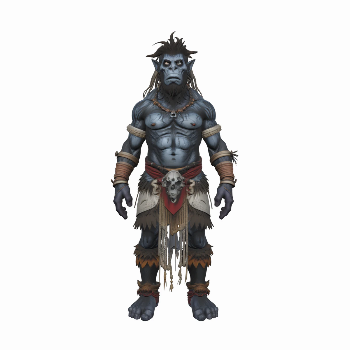 Detailed Mystical World of Troll Witch Doctor 3D Model .c4d .max .obj .3ds .fbx .stl .blend