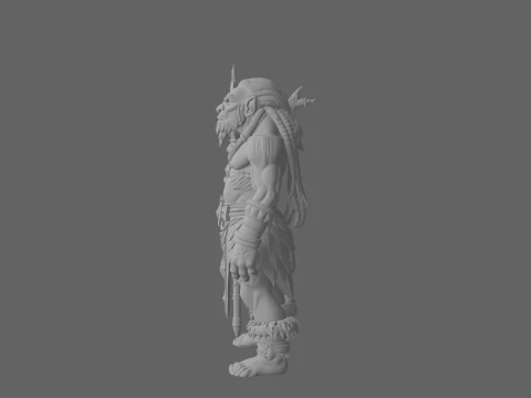 Agile Primal Troll Hunter in World of Style with Camouflage Armor 3D Model