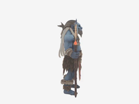 Agile Primal Troll Hunter in World of Style with Camouflage Armor 3D Model