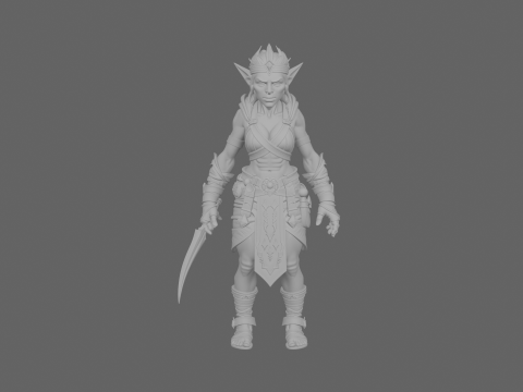 Style WoW de voleur de troll féminin sournois méticuleusement détaillé Modèle 3D