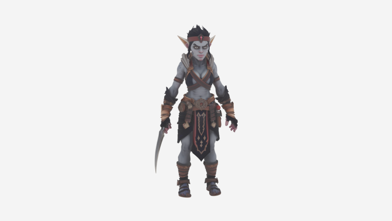 Style WoW de voleur de troll féminin sournois méticuleusement détaillé Modèle 3D .c4d .max .obj .3ds .fbx .stl .blend 