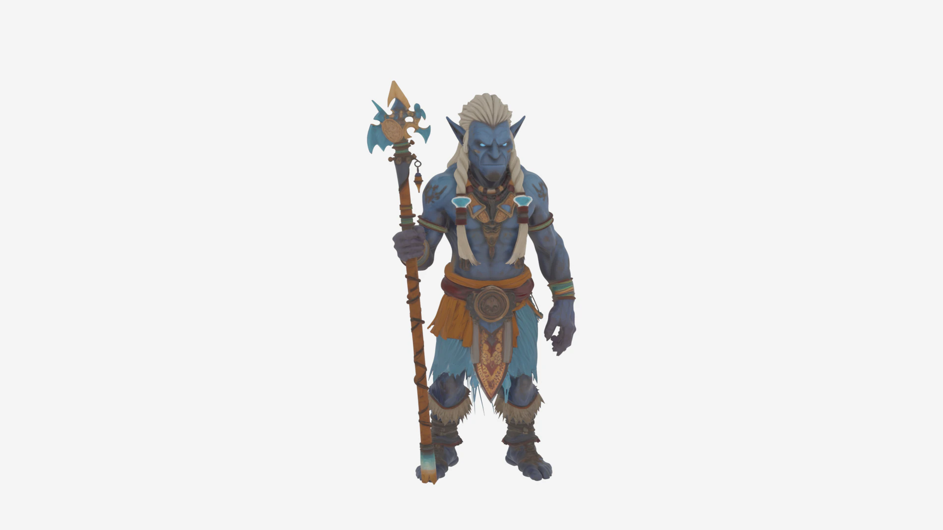 Estilo Troll Shaman WoW m&iacute;stico altamente detalhado com runas Modelo 3D .c4d .max .obj .3ds .fbx .stl .blend 