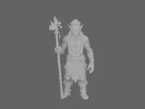 Estilo Troll Shaman WoW m&iacute;stico altamente detalhado com runas Modelo 3D